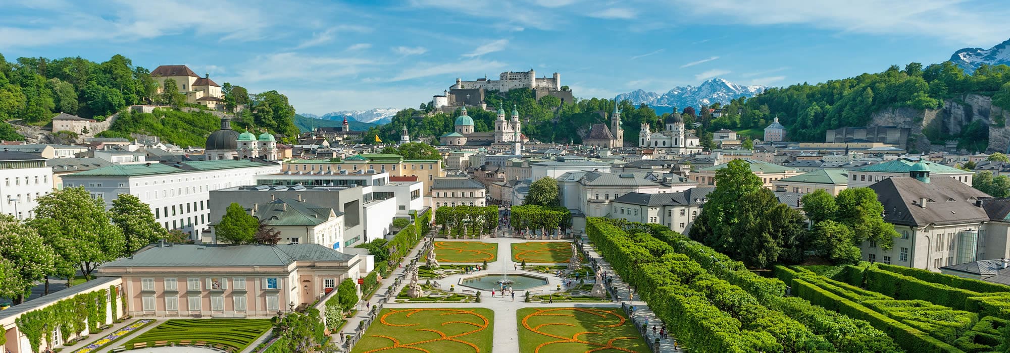 The beautiful city of Salzburg - The Hohensalzburg Fortress and the Mirabell garden