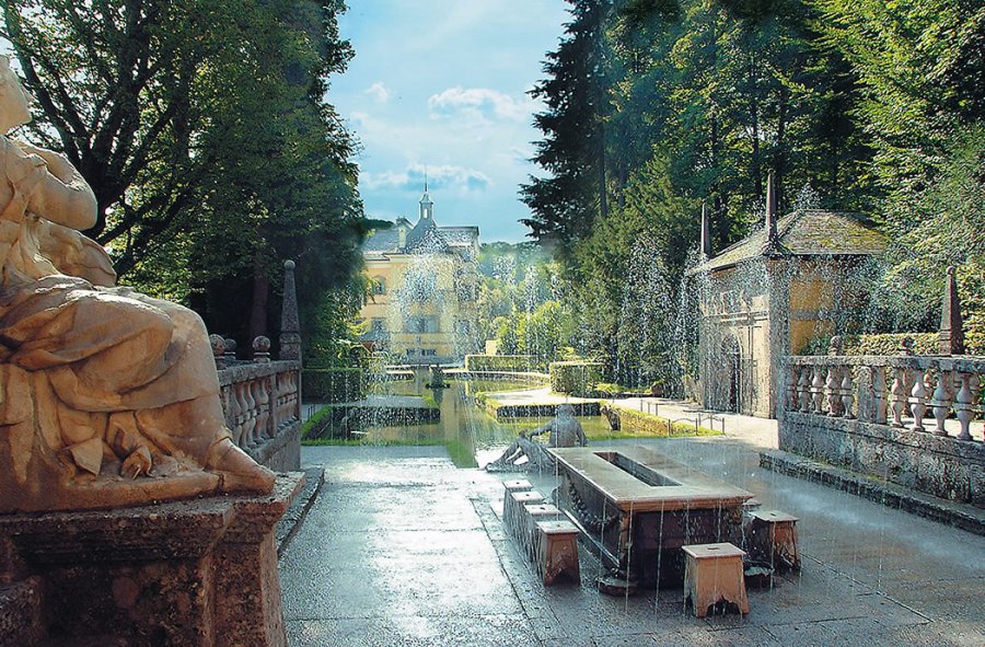 Wasserspiele im Schlossgarten Hellbrunn