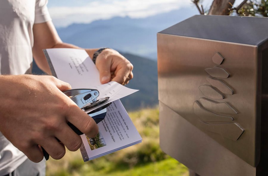 Prägestempel im Tourenbuch vom Salzburger Gipfelspiel